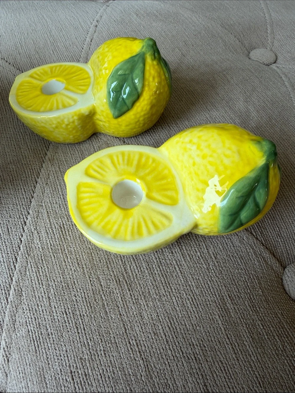 Williams Sonoma Limone Collection Yellow Lemon Tiny Taper Holders
